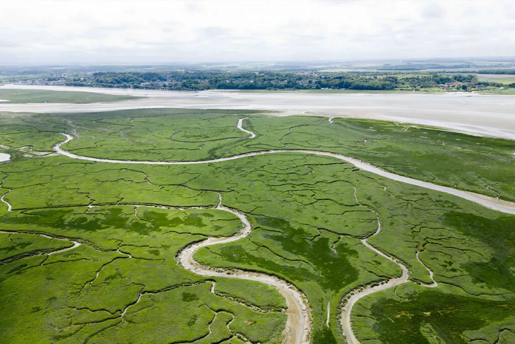 Panorama de la Baie de Somme depuis Le Crotoy au coucher du soleil
